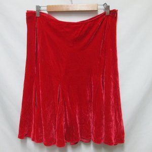 Emanuel Ungaro red velvet knee length panel a line flare skirt lined Size Sz 14
